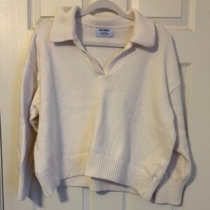 Old Navy Women's V-Neck Polo Cream Sweater